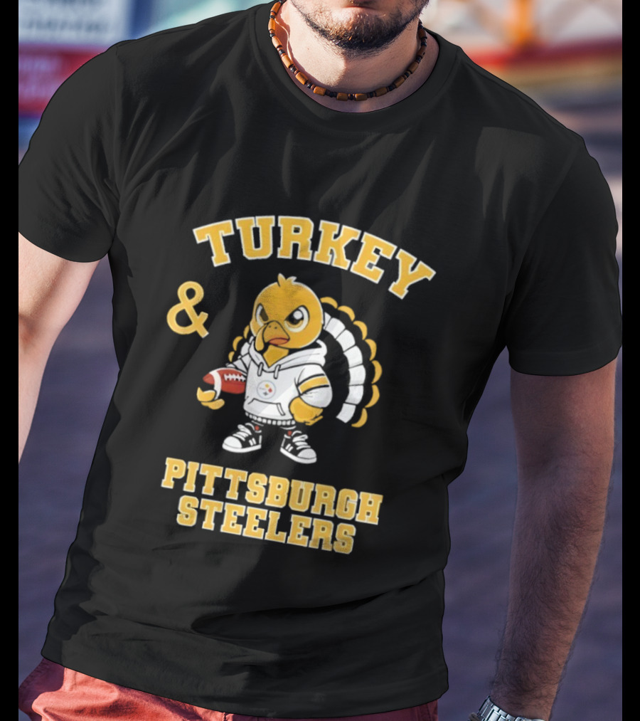Turkey And Pittsburgh Steelers NFL Football Happy Thanksgiving T-Shirt