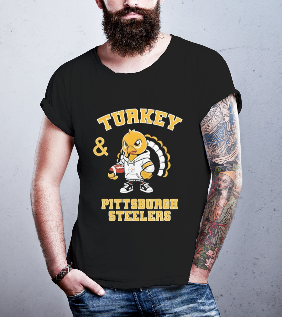 Turkey And Pittsburgh Steelers NFL Football Happy Thanksgiving T-Shirt