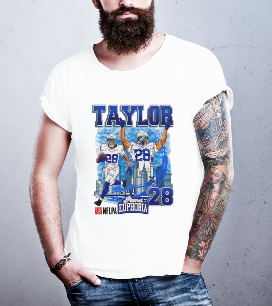 Taylor Indianapolis Planet Euphoria NFLPA Number 28 Skyline T-Shirt