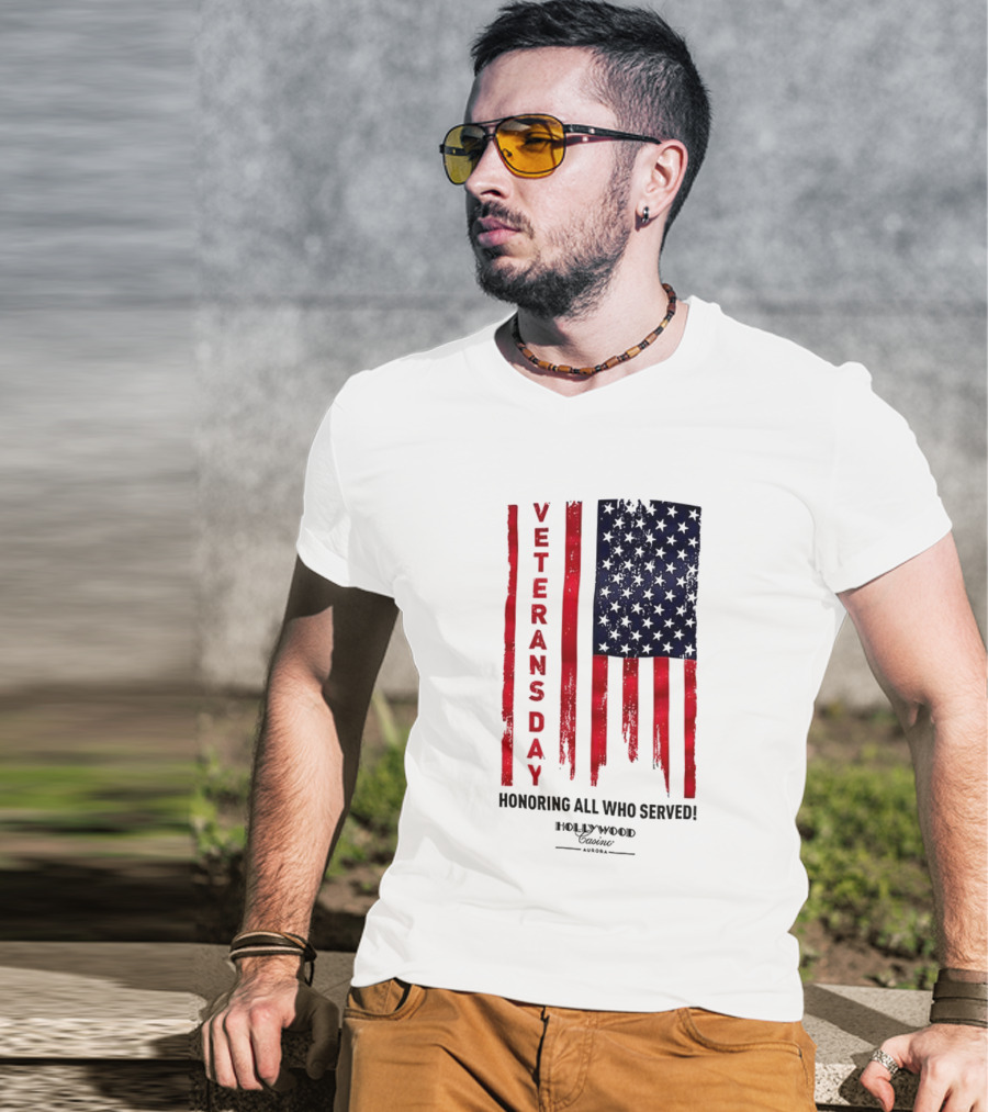 Veterans Day Honoring All Who Served Hollywood Flag Stars And Stripes T-Shirt