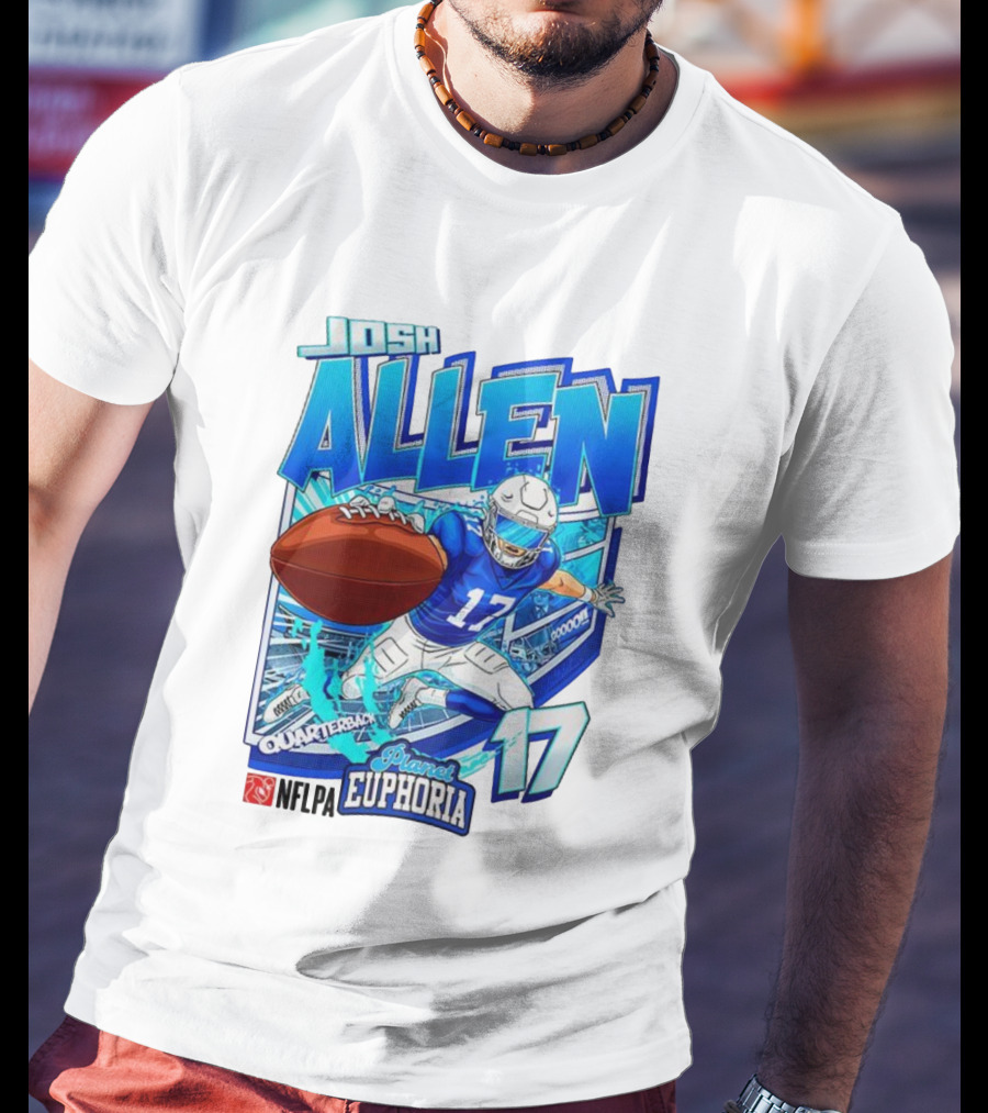Josh Allen NFLPA Planet Euphoria Quarterback 17 Football Cartoon Gooooo T-Shirt