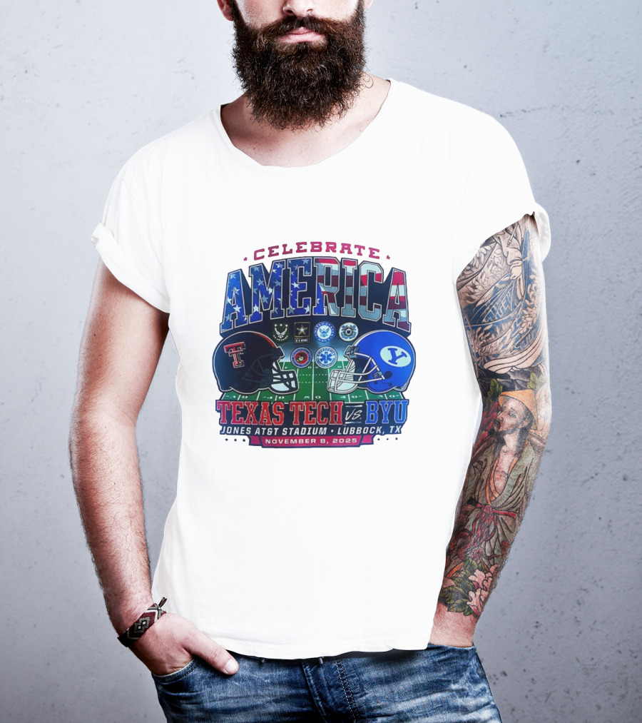 Texas Tech Vs BYU Celebrate America November 8 2025 Jones AT&T Stadium Lubbock T-Shirt
