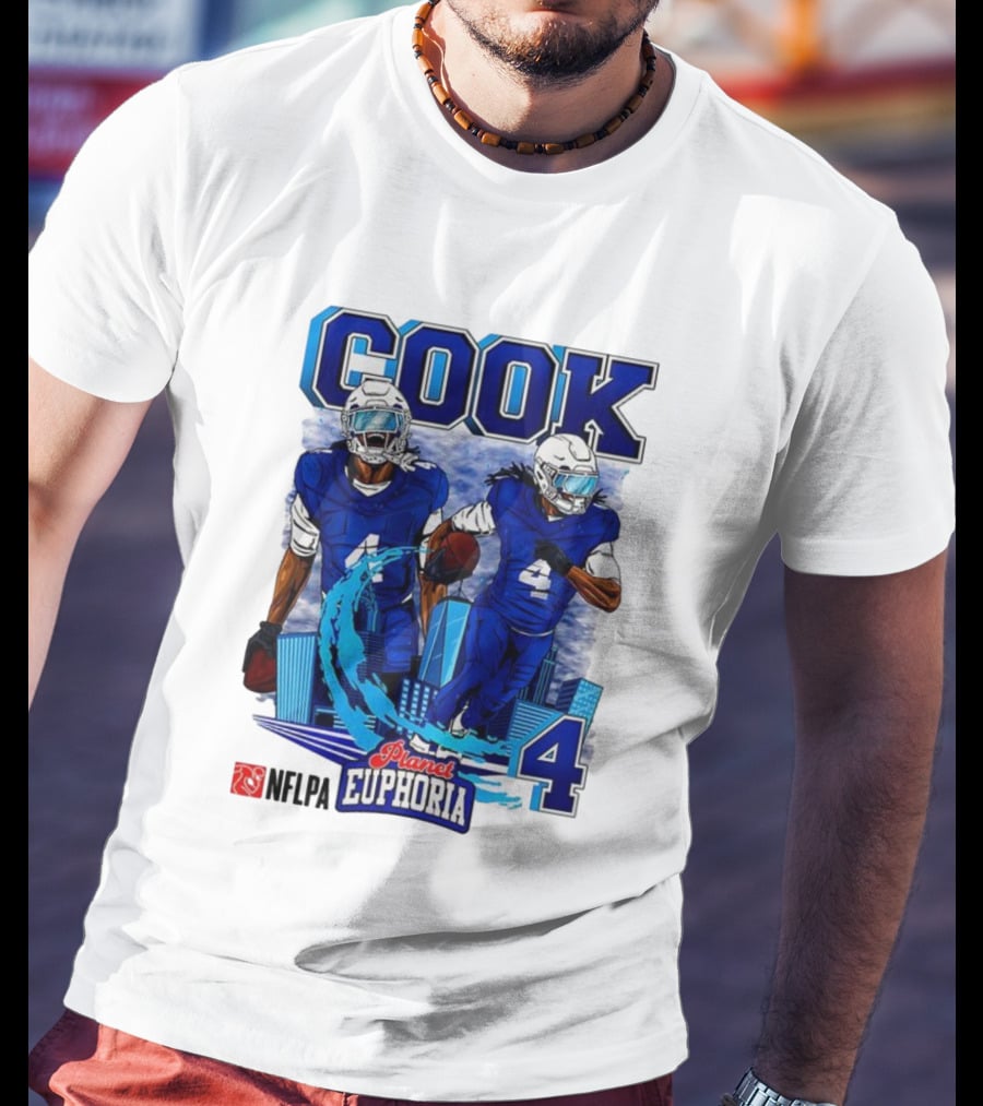 COOK NFLPA Planet Euphoria Number 4 Football Cartoon Skyline T-Shirt
