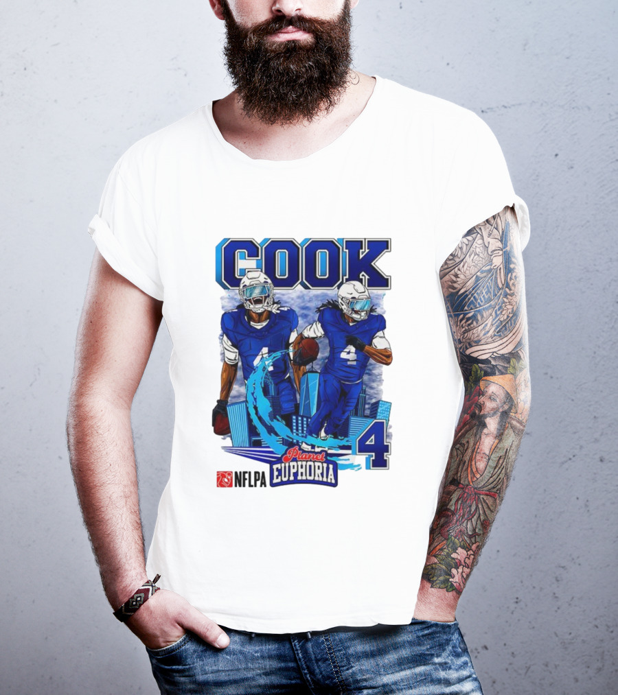 COOK NFLPA Planet Euphoria Number 4 Football Cartoon Skyline T-Shirt
