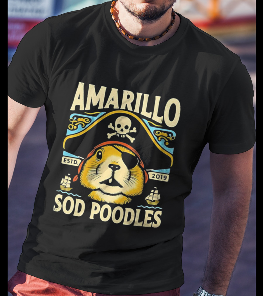 Amarillo Sod Poodles Pirate Prairie Dog Estd 2019 T-Shirt