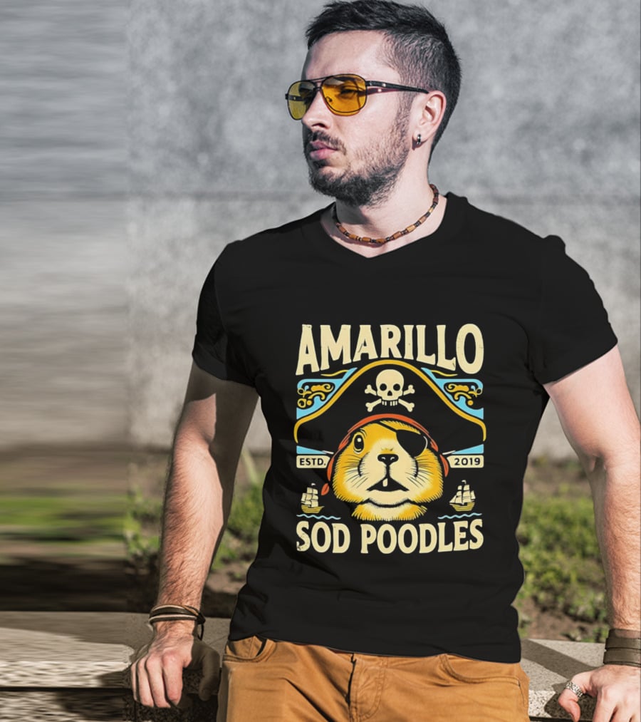 Amarillo Sod Poodles Pirate Prairie Dog Estd 2019 T-Shirt