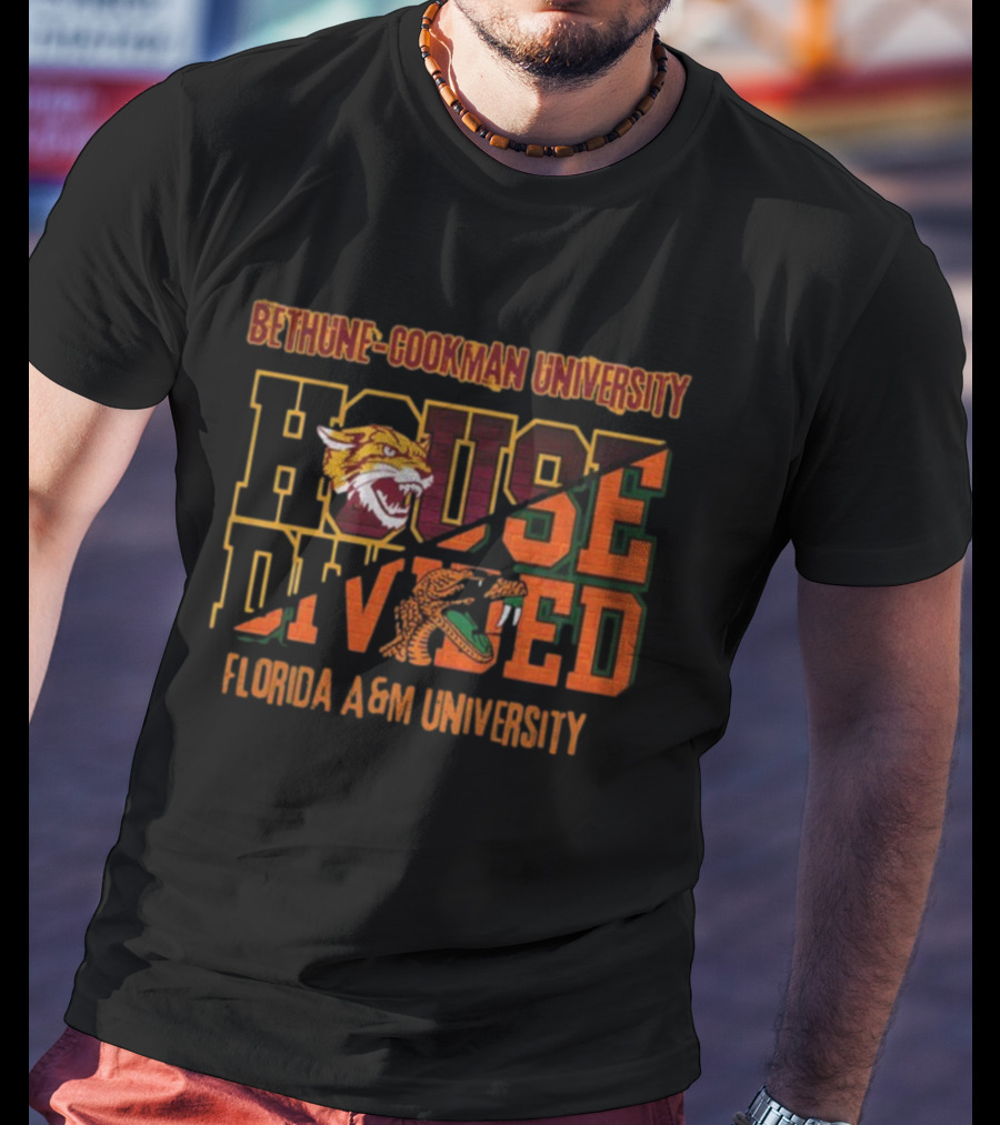 Bethune-Cookman University Wildcats Vs Florida A&M University Rattlers House Divided T-Shirt