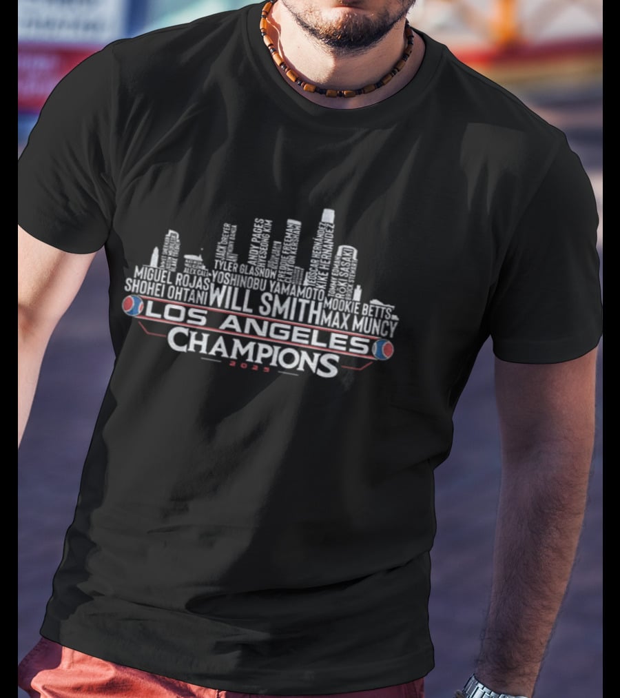 Los Angeles Champions Will Smith Max Muncy Skyline Dodgers 2025 Series T-Shirt