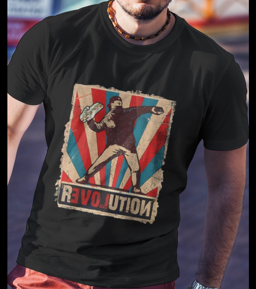 Sandwich Guy Revolution Retro Throwing Graphic T-Shirt
