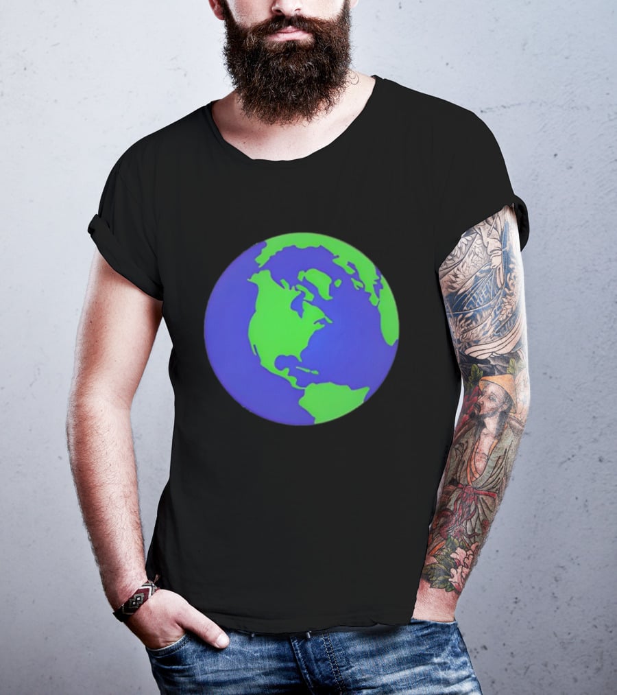The Office Earth Globe Blue Green Map Design T-Shirt