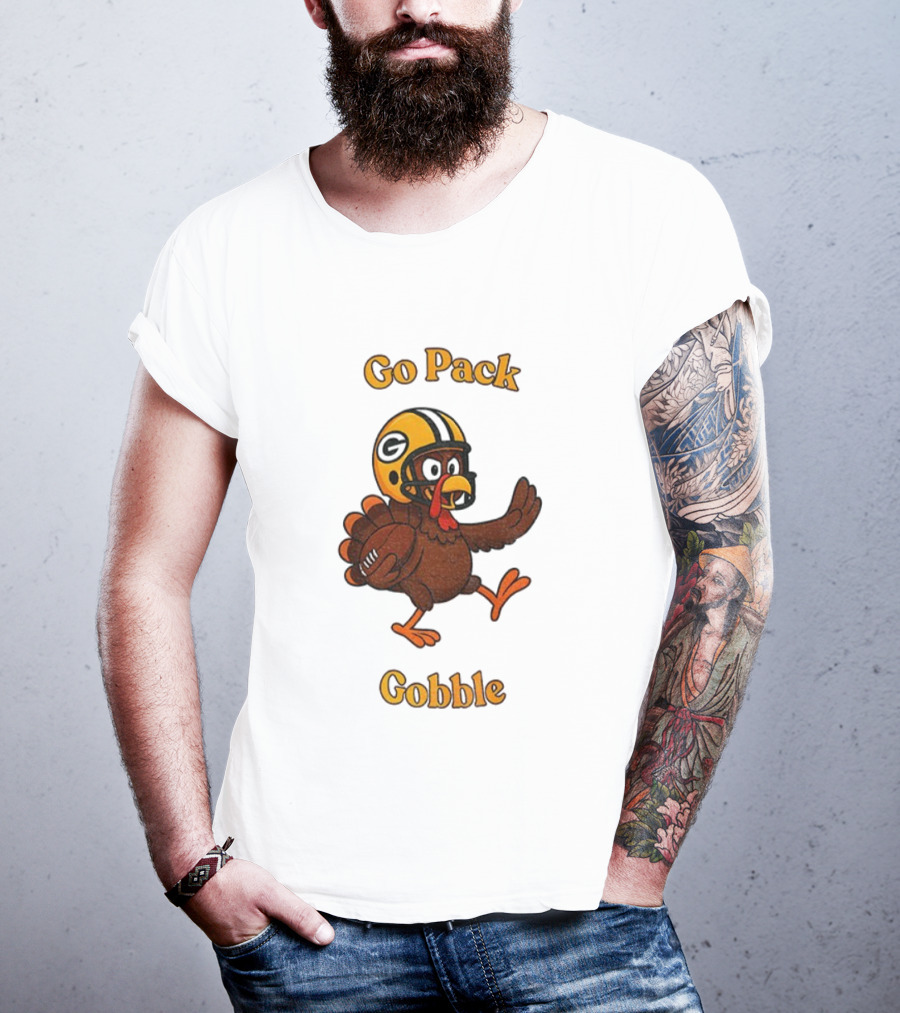 Go Pack Gobble Green Bay Packers Thanksgiving Football Turkey T-Shirt