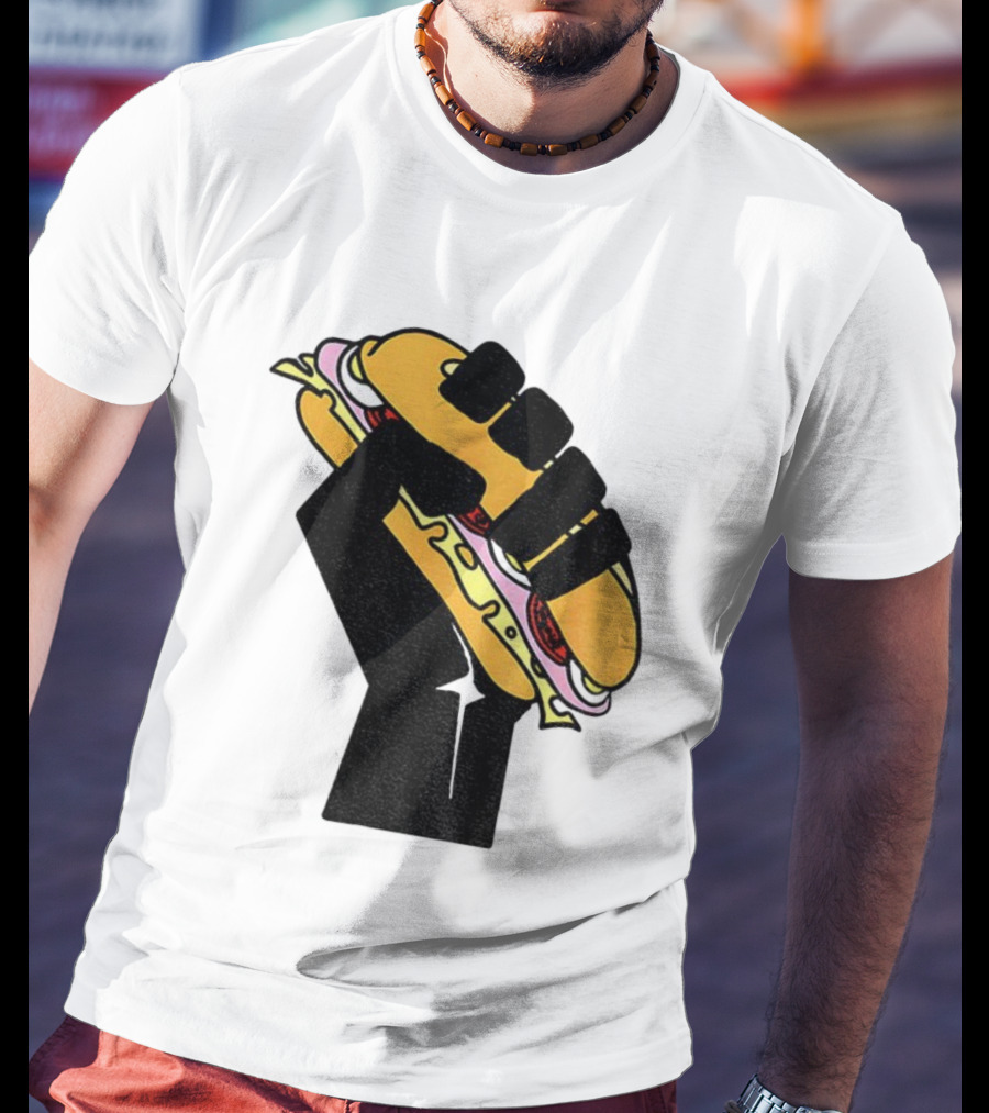 Hoagie Sandwich Guy Black Fist Resist Fascism Anti Trump Iconic Symbol T-Shirt