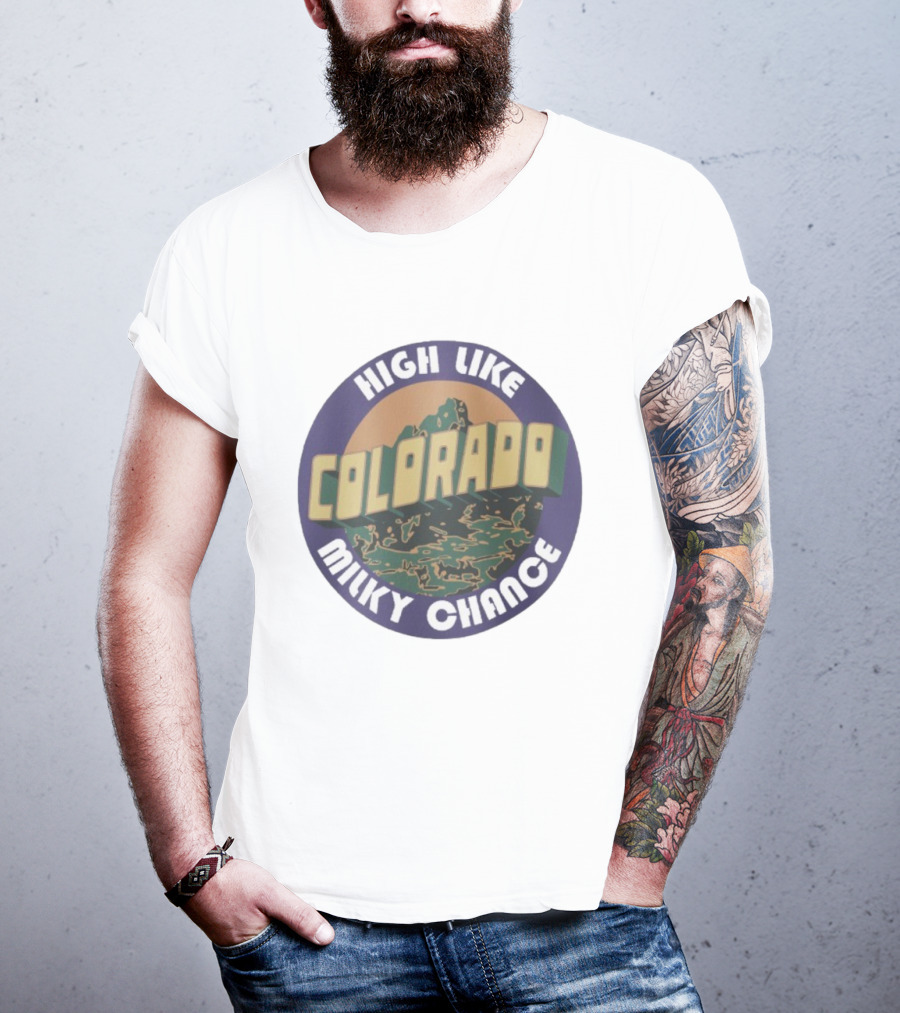 High Like Colorado Milky Chance Circular Mountain Design T-Shirt
