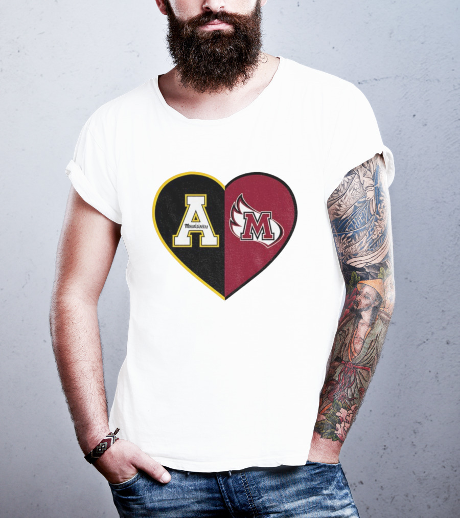 Appalachian State Mountaineers Meredith College Angels Split Heart Personalized T-Shirt