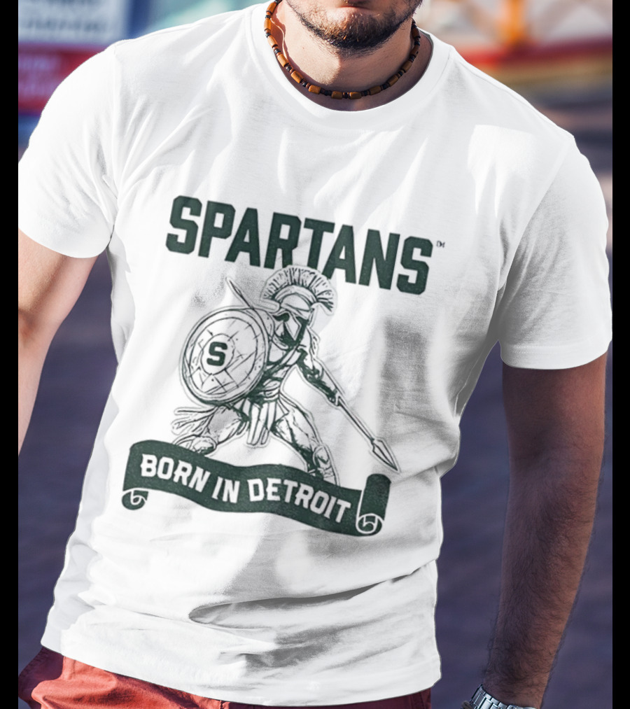 Spartans Warrior Emblem Born In Detroit T-Shirt