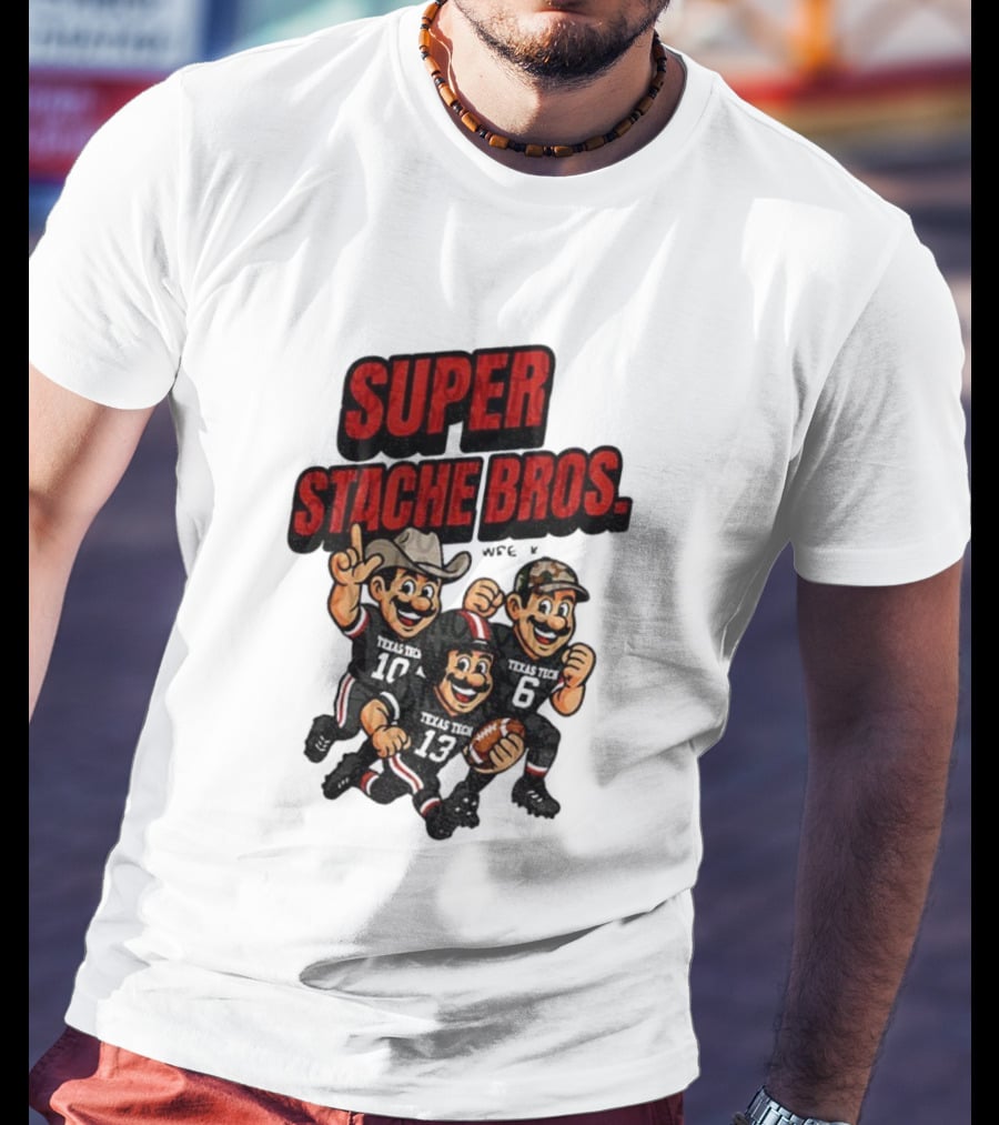 Texas Tech Red Raiders Super Stache Bros Cartoon Football Game Day T-Shirt