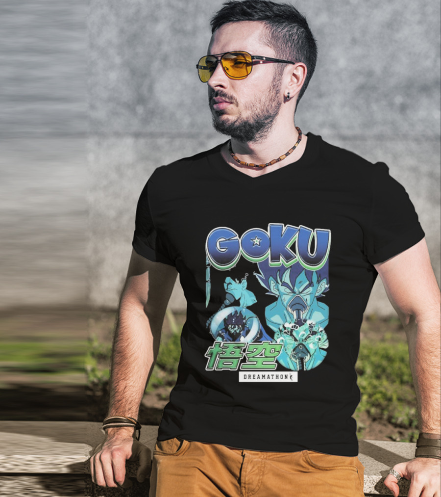 Goku Dreamathon Dragon Ball Blue Aura Kamehameha Burst T-Shirt