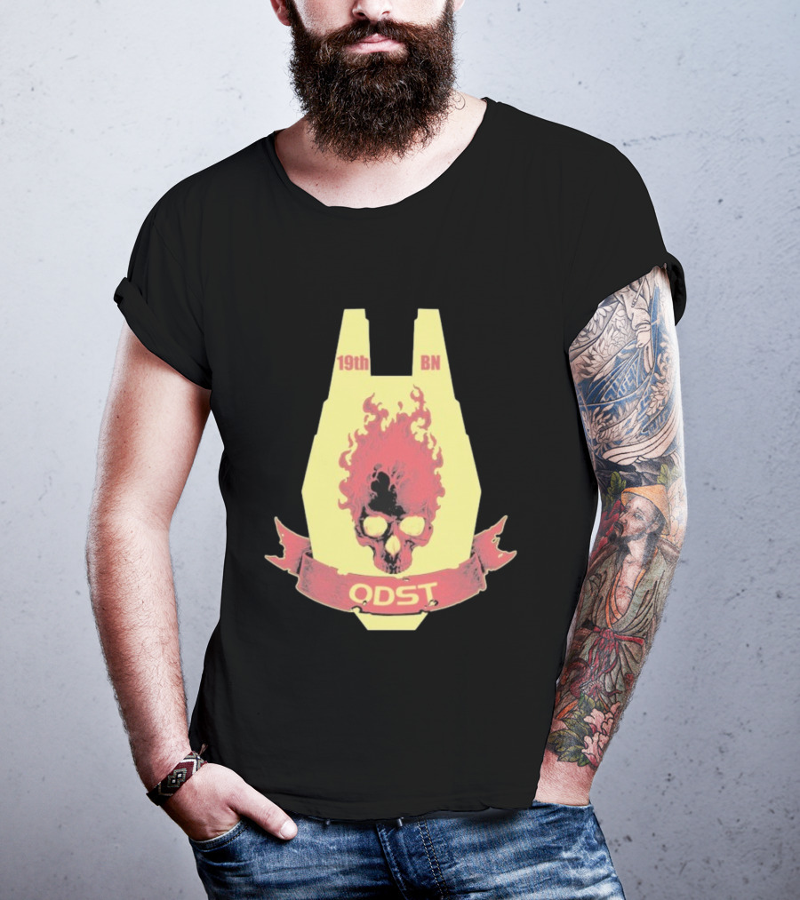 19th BN ODST Flaming Skull Emblem T-Shirt