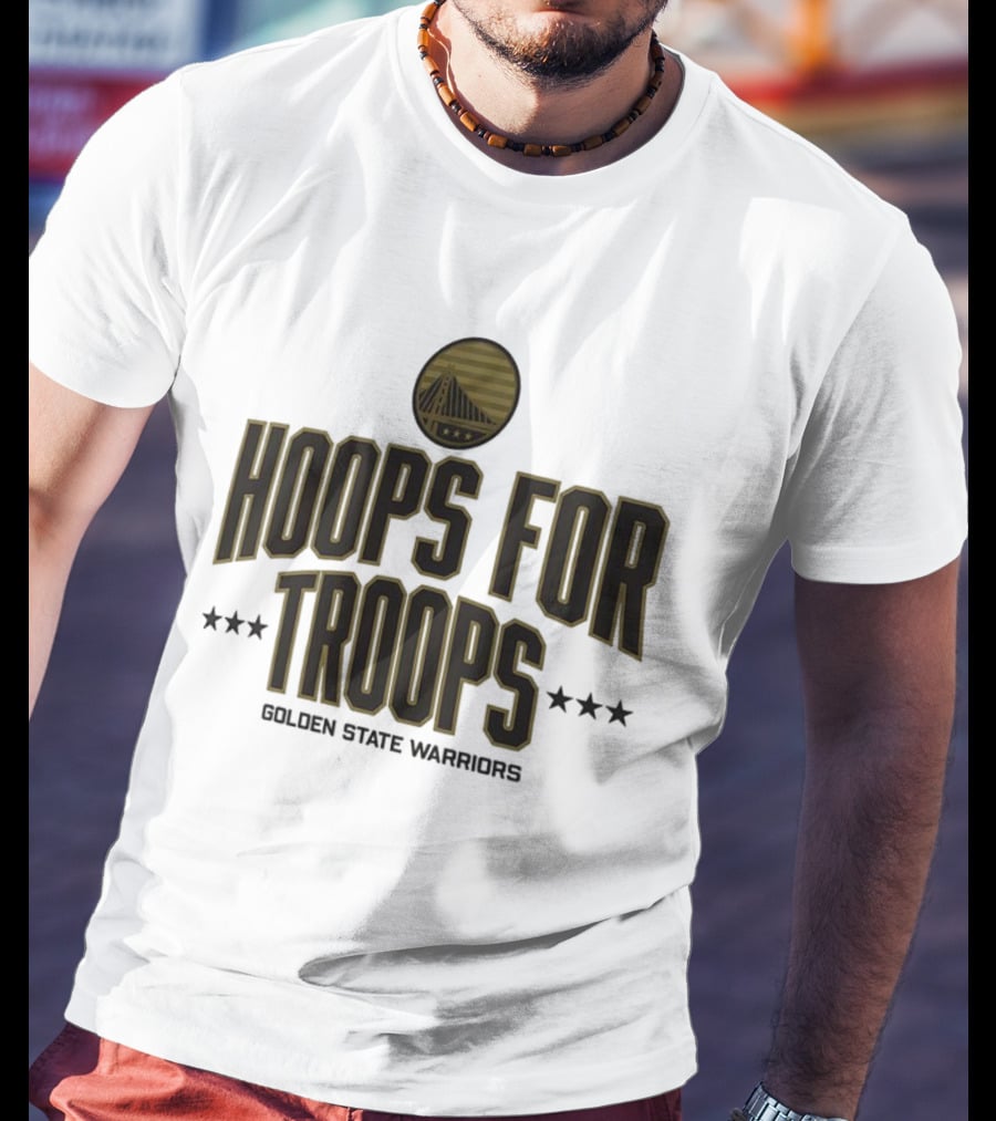 Golden State Warriors Hoops For Troops Stars And Bridge Emblem T-Shirt