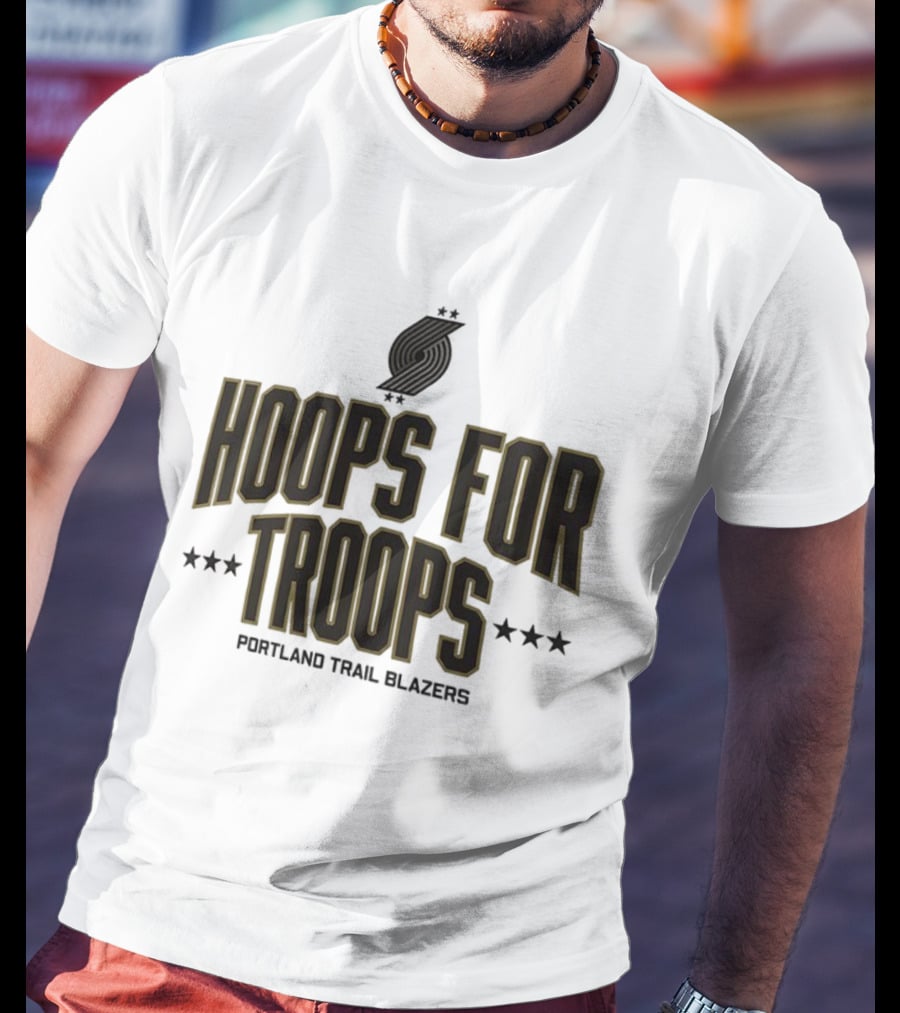 Portland Trail Blazers Hoops For Troops Team Tribute T-Shirt