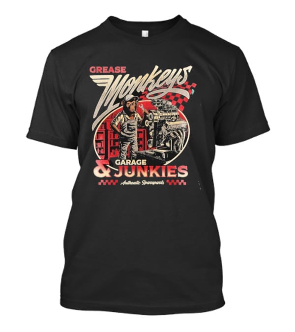 Grease Monkey Garage Junkies Authentic Squarepants Mechanics Engine Repair T-Shirt