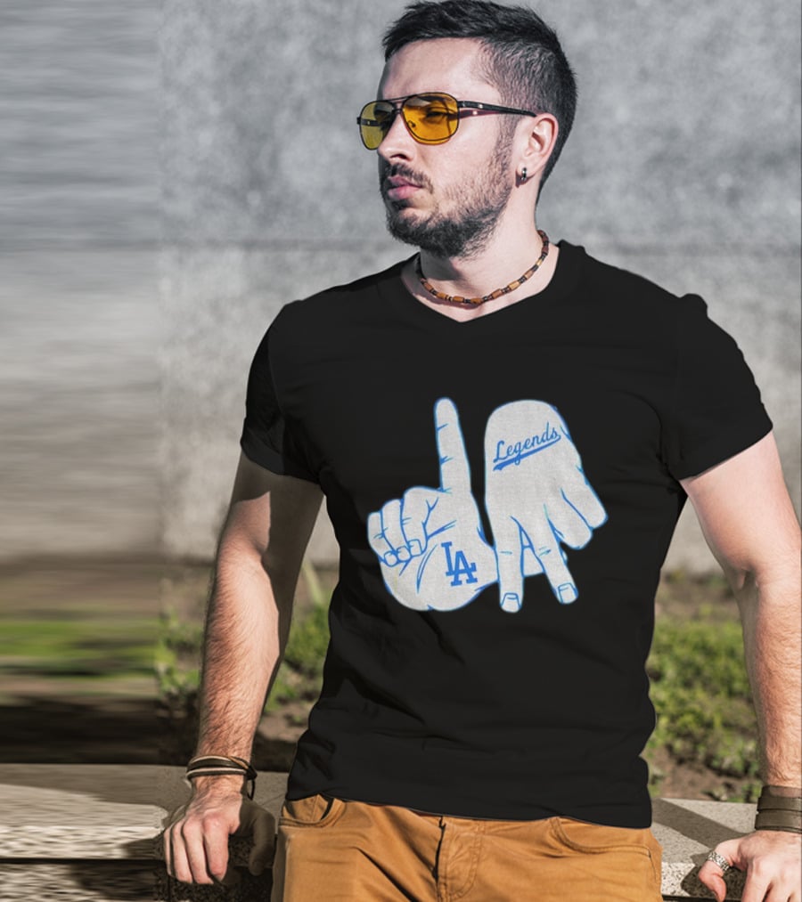 Los Angeles Dodgers Legends LA Hand Sign 2025 MLB Baseball T-Shirt