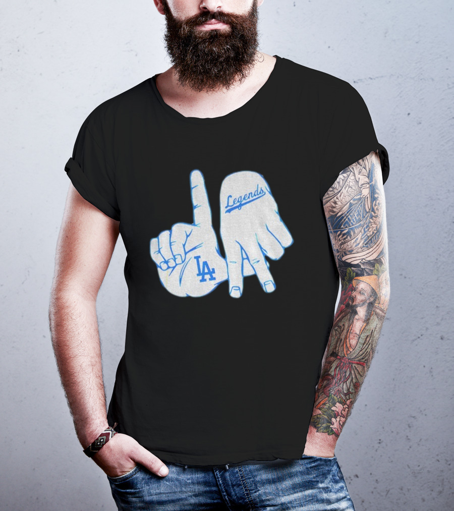 Los Angeles Dodgers Legends LA Hand Sign 2025 MLB Baseball T-Shirt