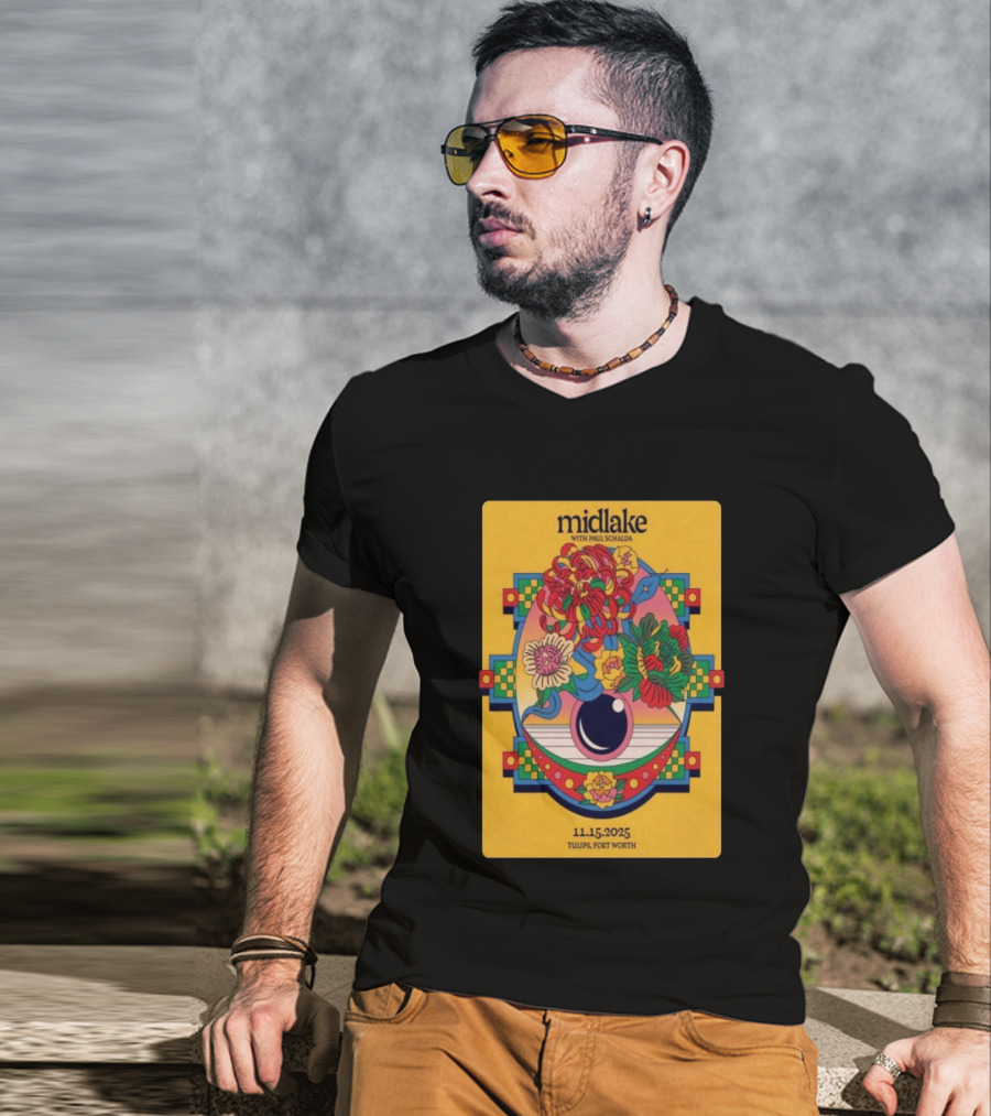 Midlake With Paul Schalda Tulips Fort Worth 11 15 2025 Psychedelic Flower Art T-Shirt