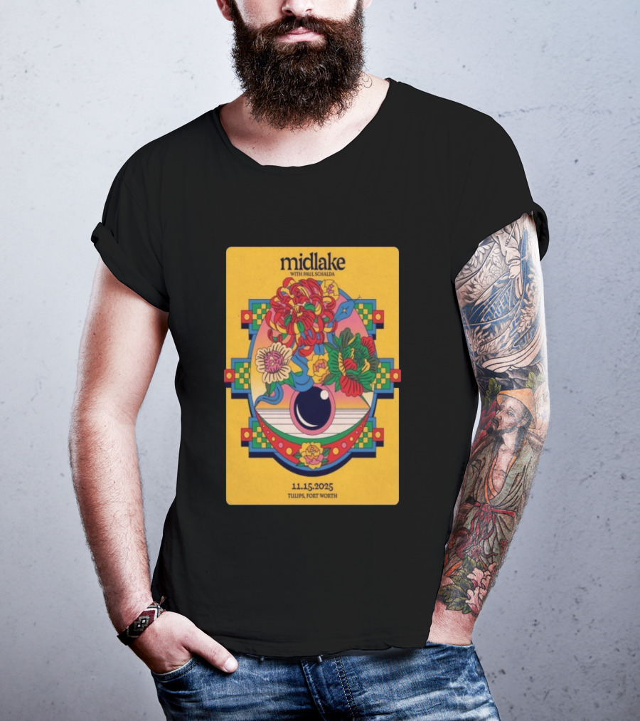 Midlake With Paul Schalda Tulips Fort Worth 11 15 2025 Psychedelic Flower Art T-Shirt