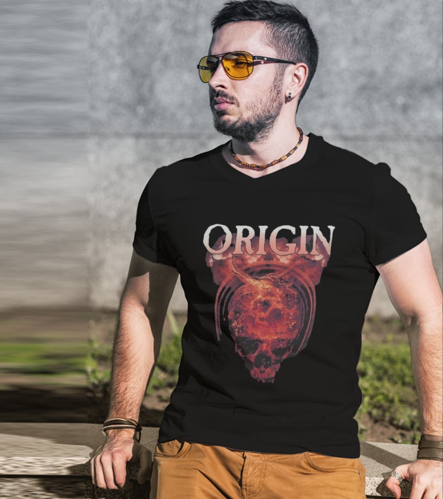 Origin Unequivocal Skull Fiery Cosmic Imagery T-Shirt