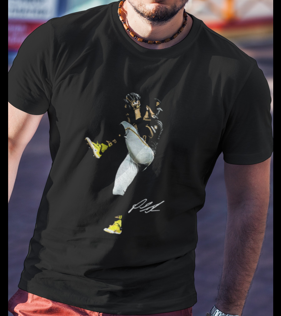 Paul Skenes Pittsburgh Pirates Pitching Action MLB Baseball Player Signature T-Shirt