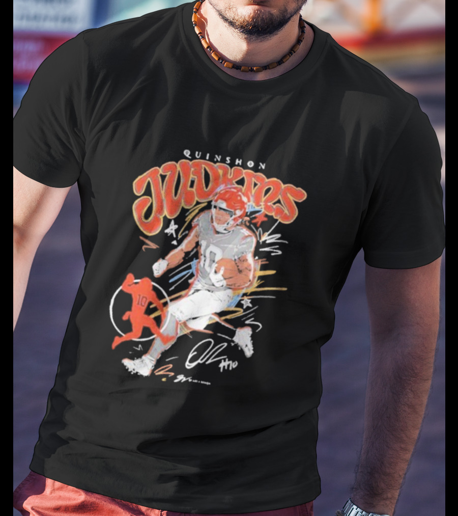 Quinshon Judkins Signature Scribble Art Cleveland Browns Football Number 4 T-Shirt