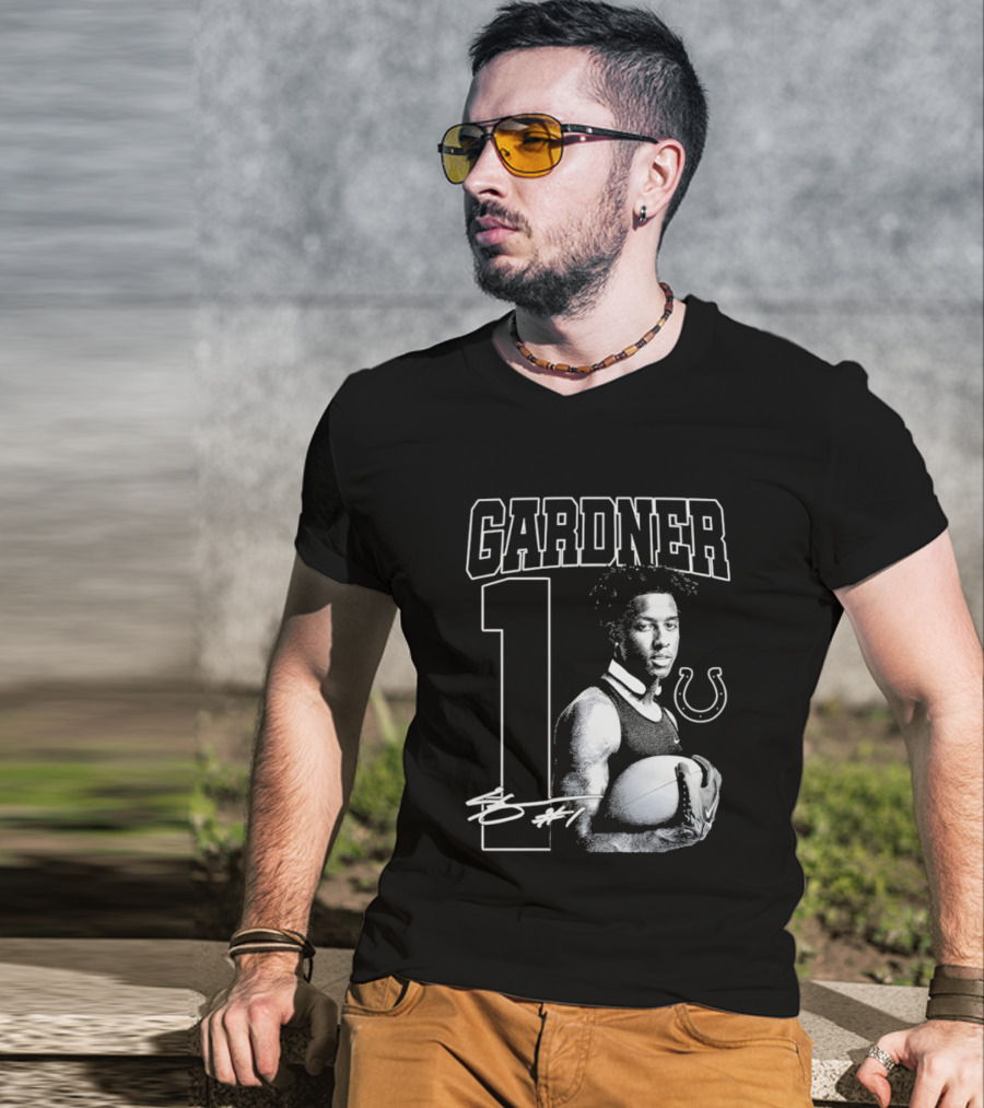 Gardner 1 Indianapolis Colts NFL Football Vintage Signature T-Shirt