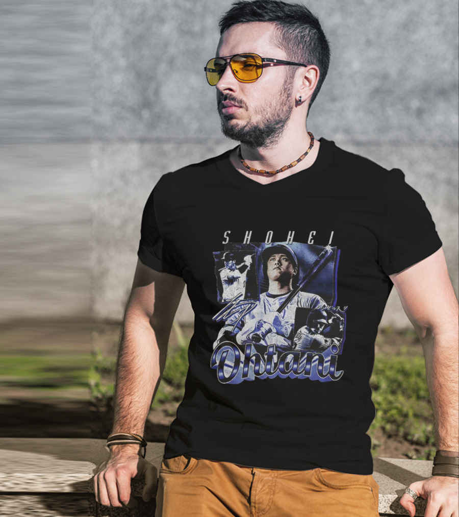 Shohei Ohtani Baseball Signature Los Angeles Dodgers Overall Print T-Shirt