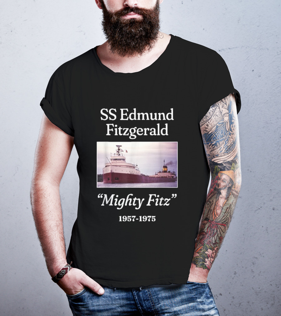 SS Edmund Fitzgerald Mighty Fitz 1957 1975 Ship Image T-Shirt