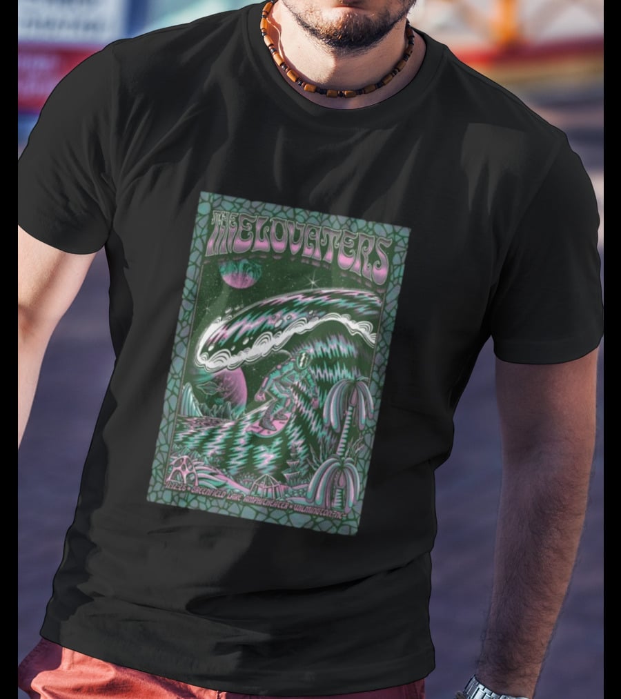 The Elovaters Greenfield Lake Amphitheater Wilmington NC Nov 12 2025 Wave Surf Psychedelic Art T-Shirt