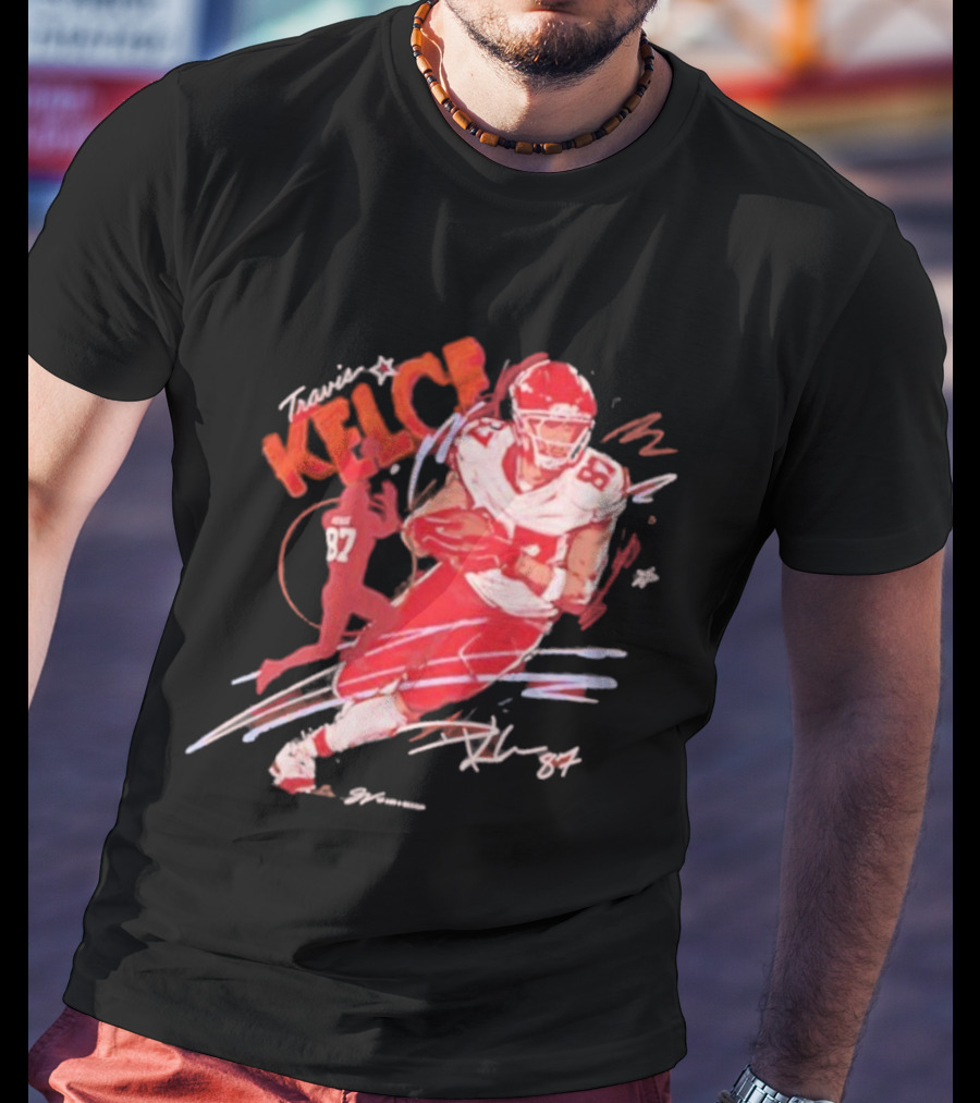 Travis Kelce Kansas City Chiefs 87 Scribble Signature T-Shirt