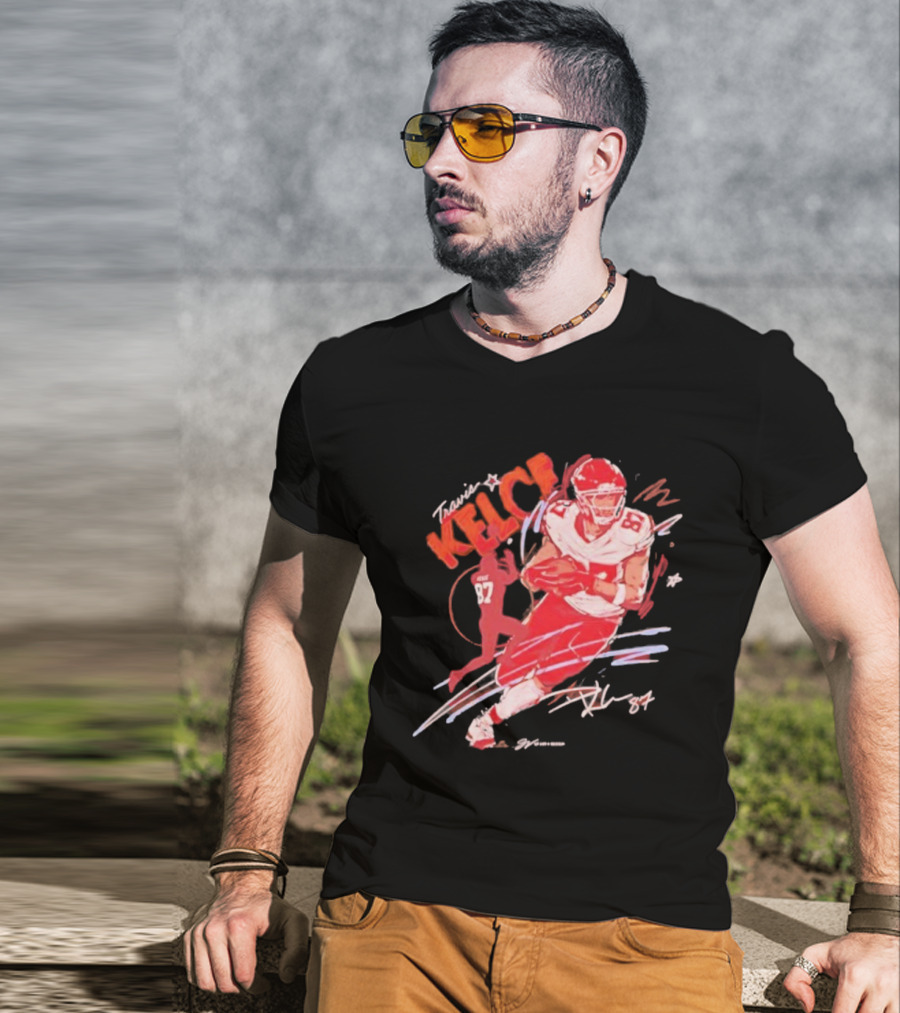 Travis Kelce Kansas City Chiefs 87 Scribble Signature T-Shirt