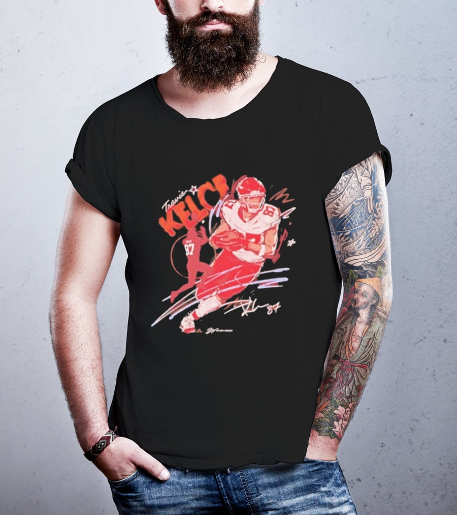 Travis Kelce Kansas City Chiefs 87 Scribble Signature T-Shirt