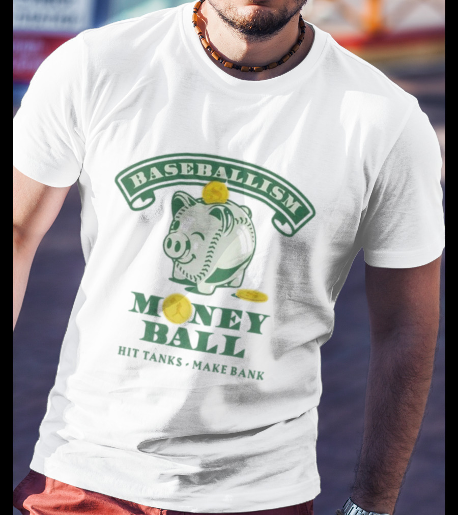 Baseballism Money Ball Hit Tanks Make Bank Piggy Bank T-Shirt
