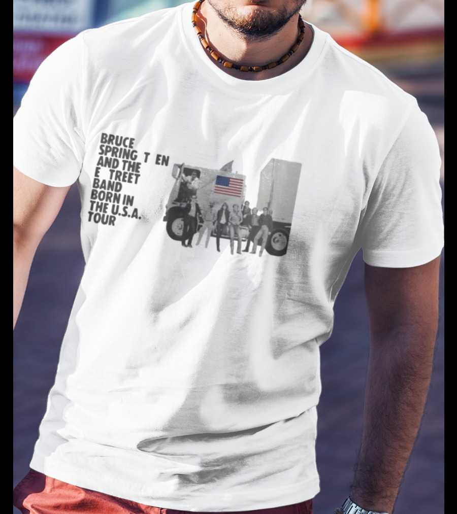 Bruce Springsteen & The E Street Band Born In The U.S.A. Tour 2025 American Flag Truck Image T-Shirt