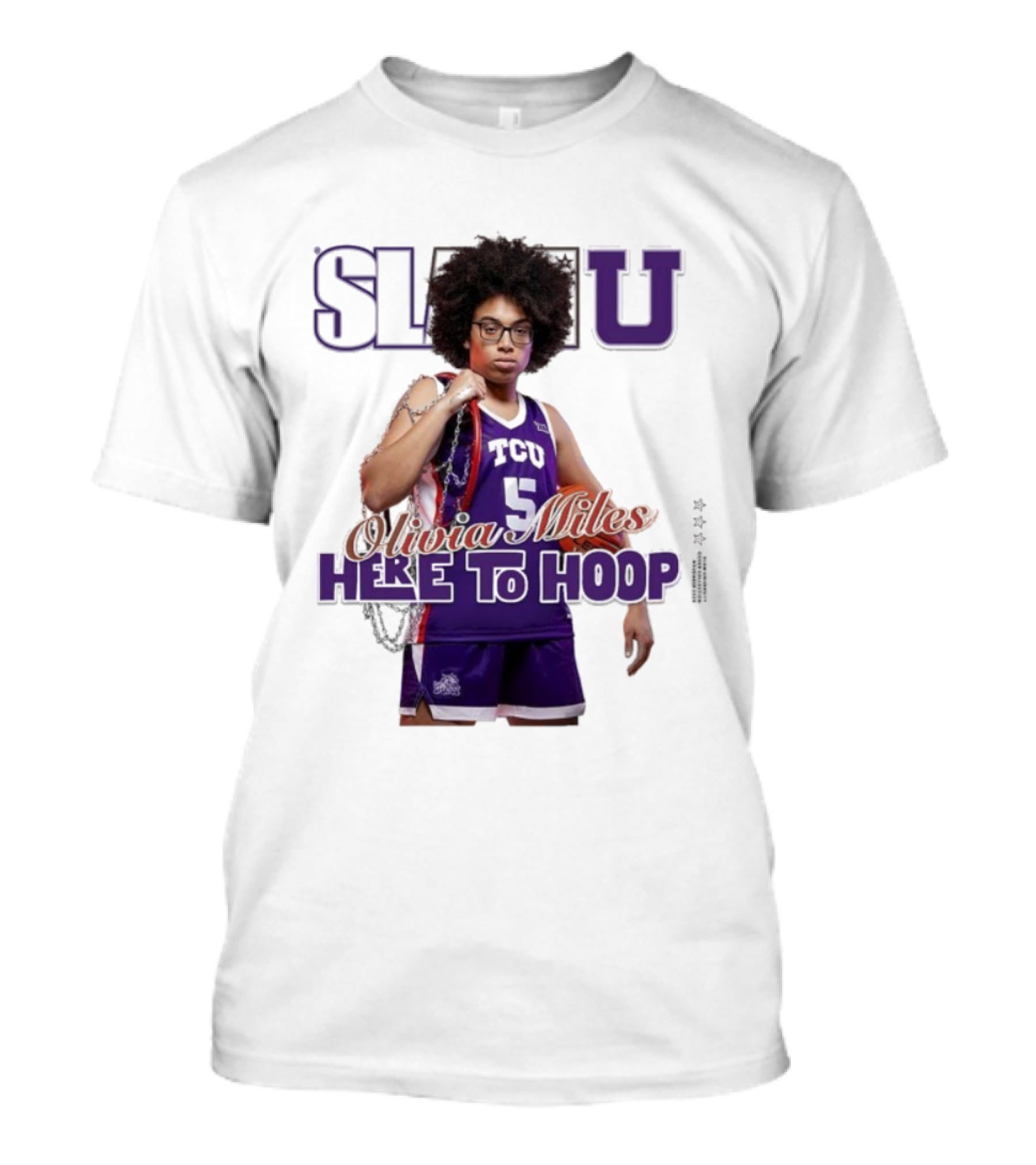 SlamU Olivia Miles TCU Basketball Here To Hoop T-Shirt