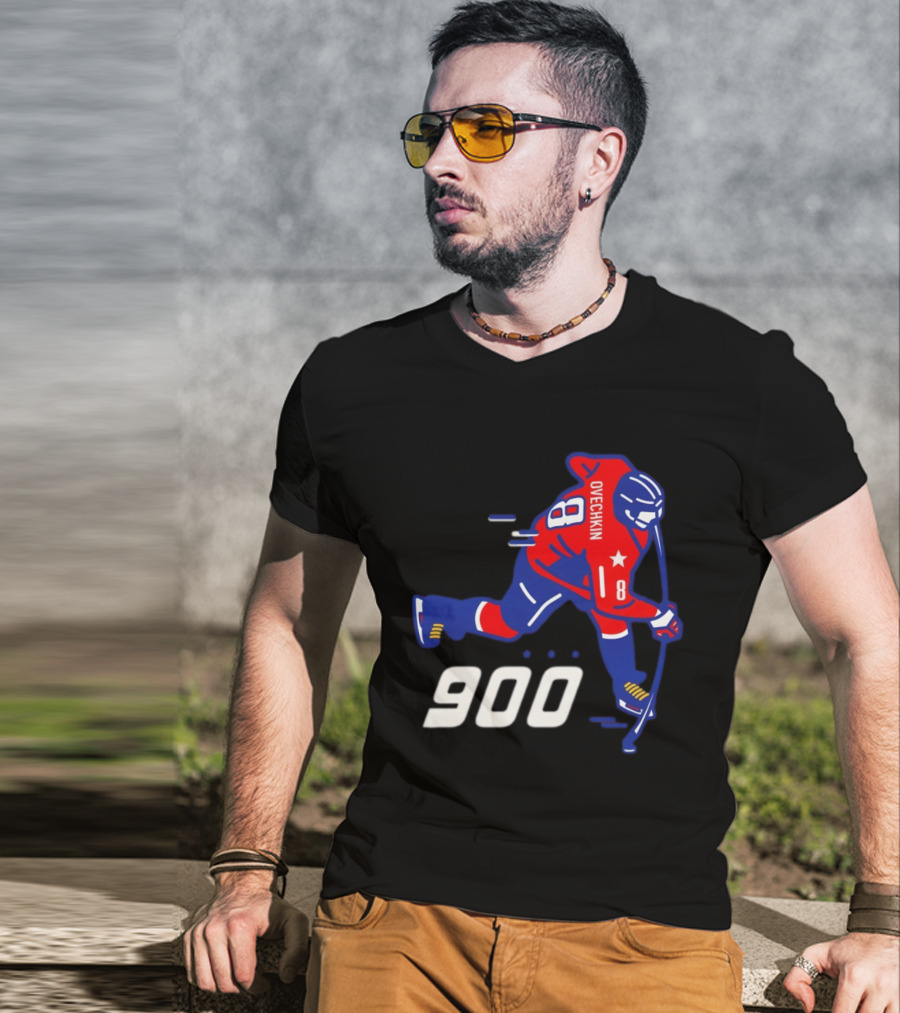 Alex Ovechkin 900 Washington Capitals NHL Hockey Player Milestone Achievement T-Shirt