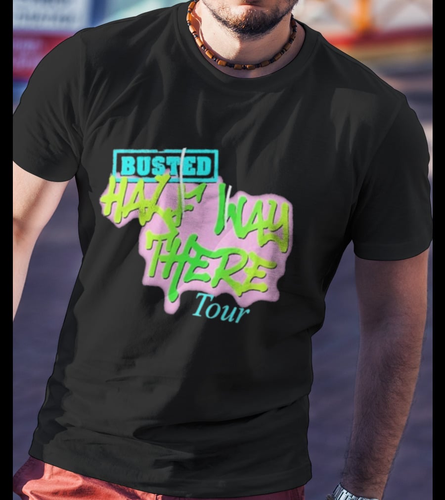 Busted Half Way There Tour Graffiti Neon Style T-Shirt