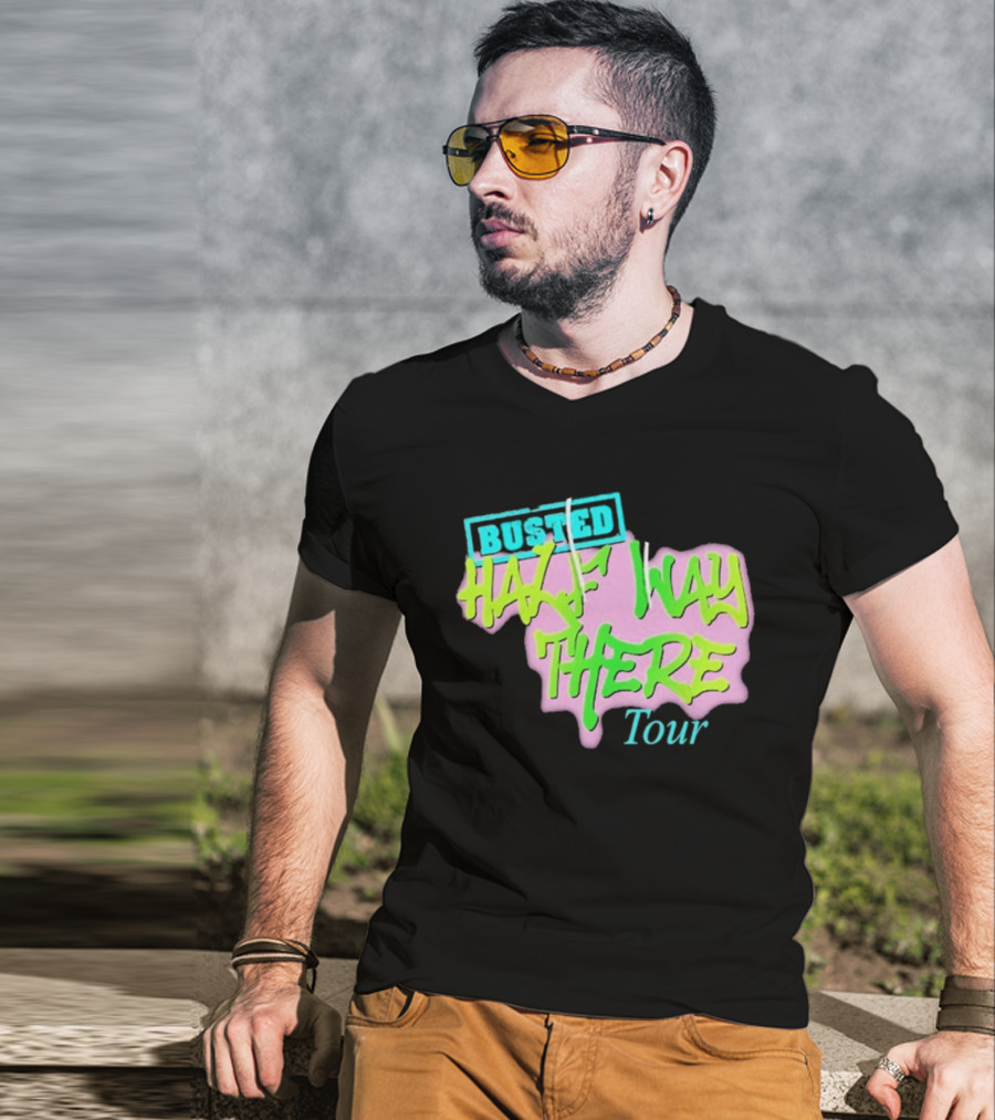 Busted Half Way There Tour Graffiti Neon Style T-Shirt