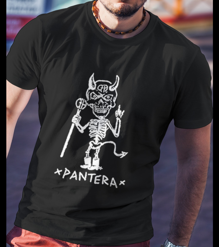Pantera Demon Skeleton Music Band Drawing T-Shirt