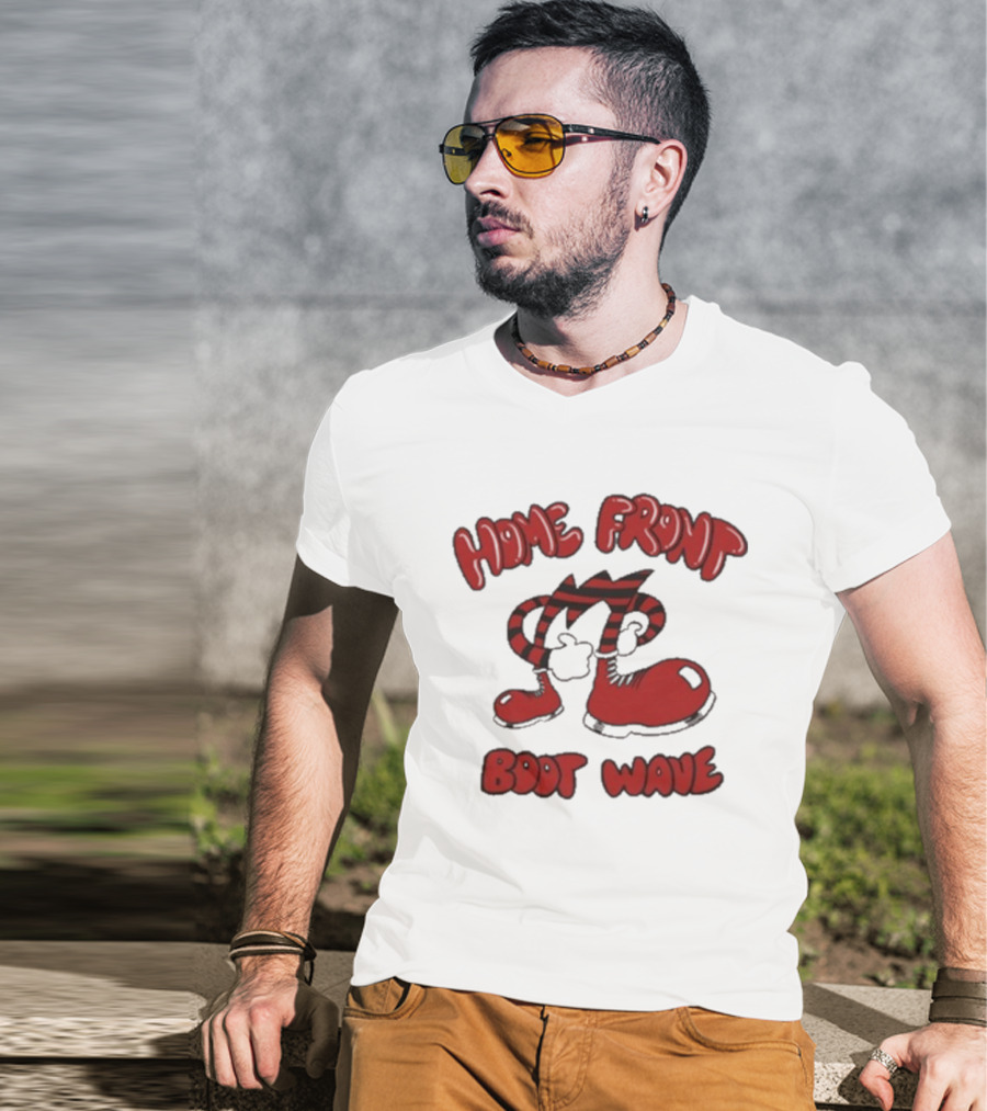 Home Front Boot Wave Red Cartoon Feet And Striped Arms T-Shirt