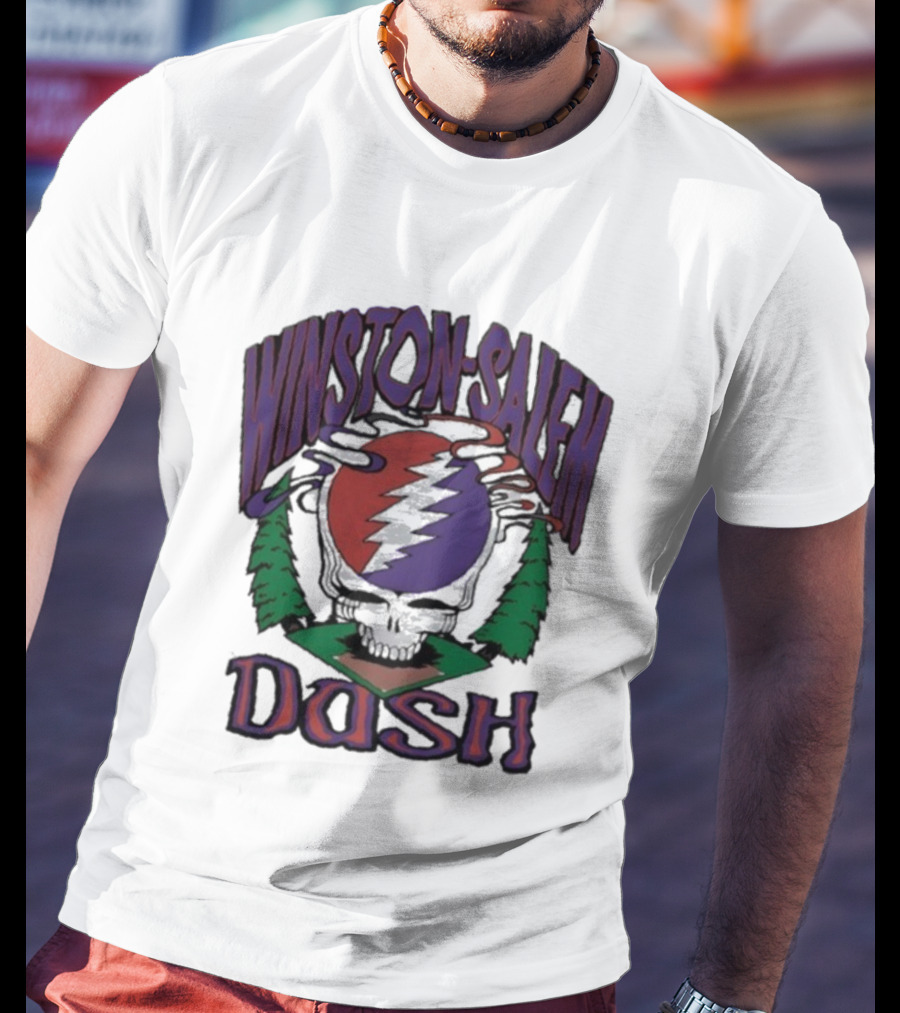 Winston-Salem Dash Grateful Dead Collaboration With Iconic Skull Lightning Bolt And Pine Trees T-Shirt