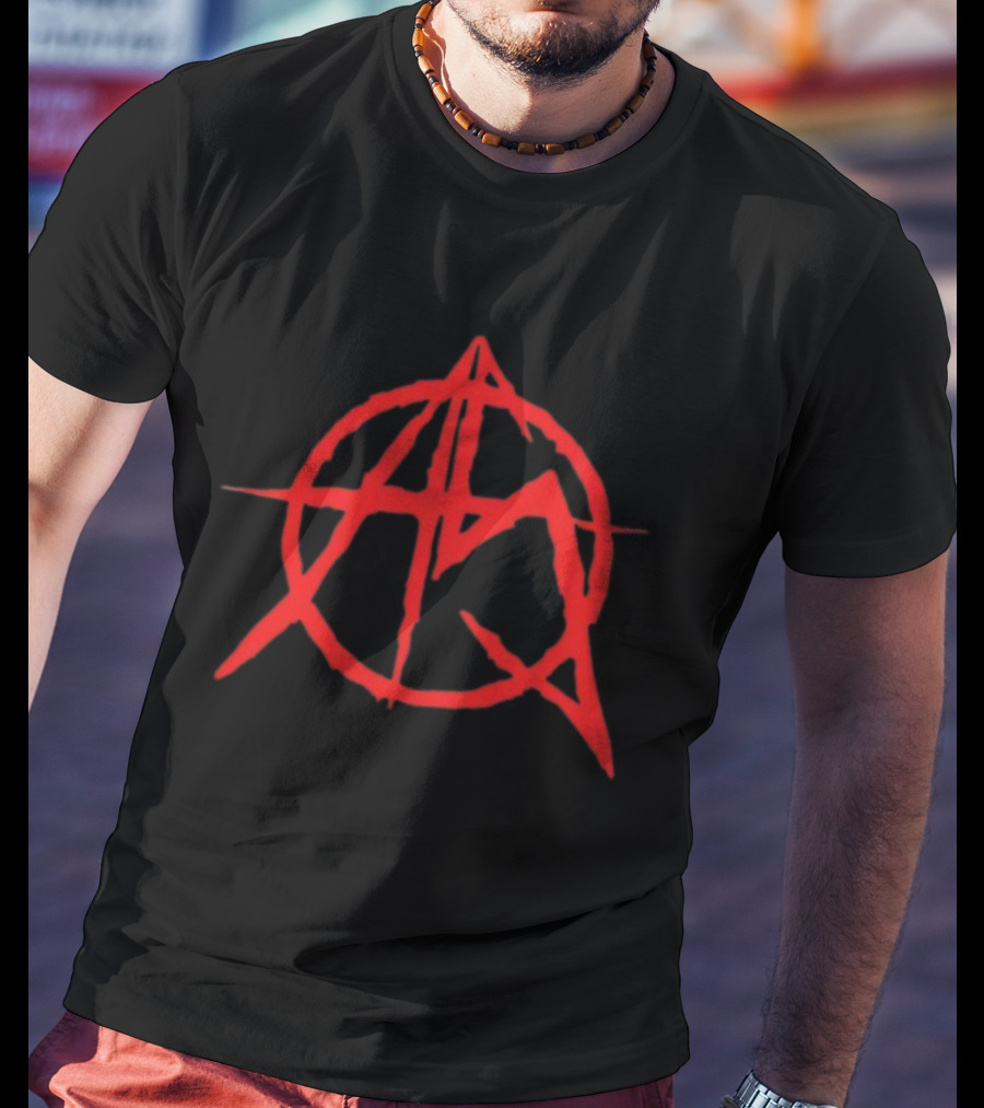 Anarchist Sanctuary Red Symbol A With Circle And Cross T-Shirt