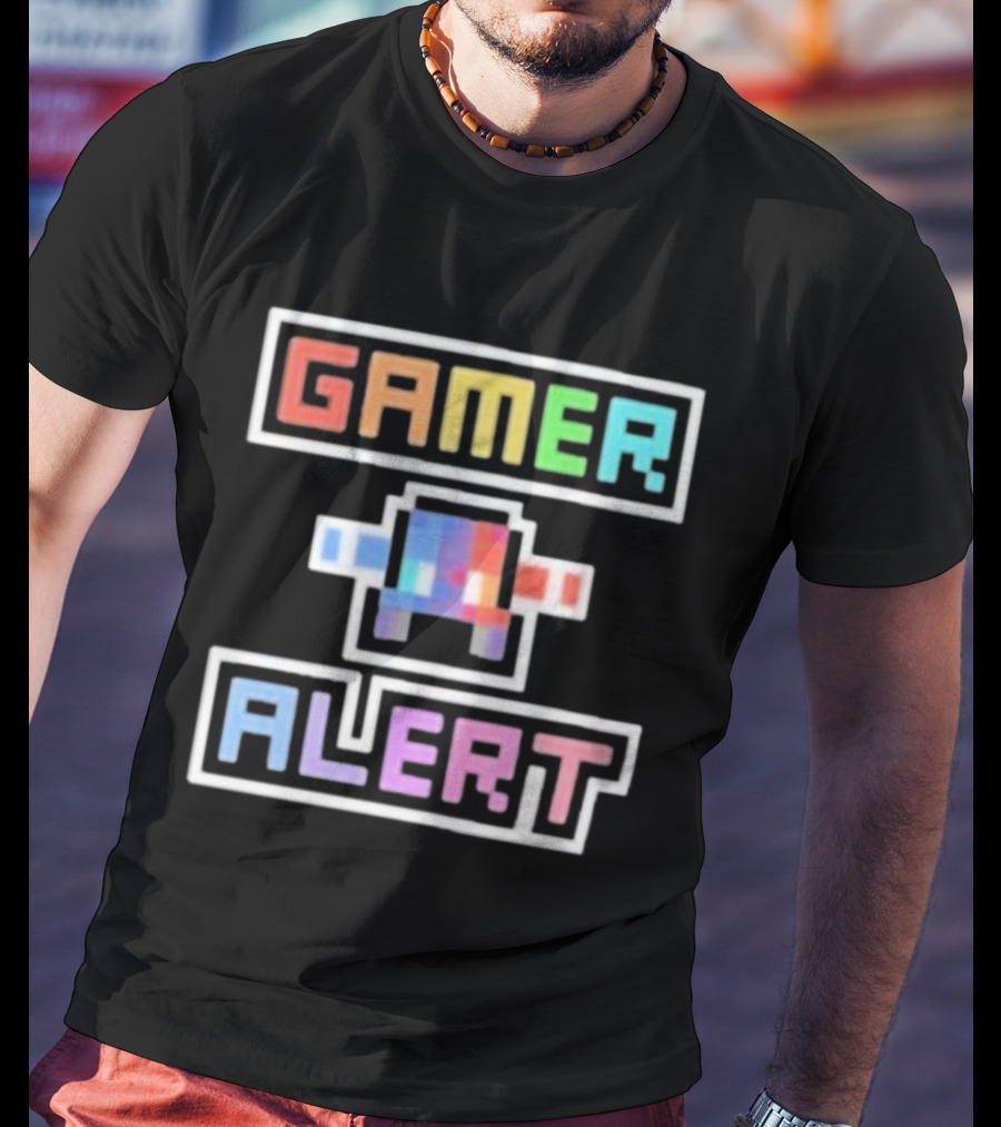 Gamer Alert Retro Pixel Art Style от Authorblues T-Shirt